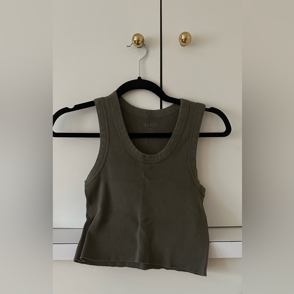 Brandy Melville - Olive Green Cropped Wide strap tank top